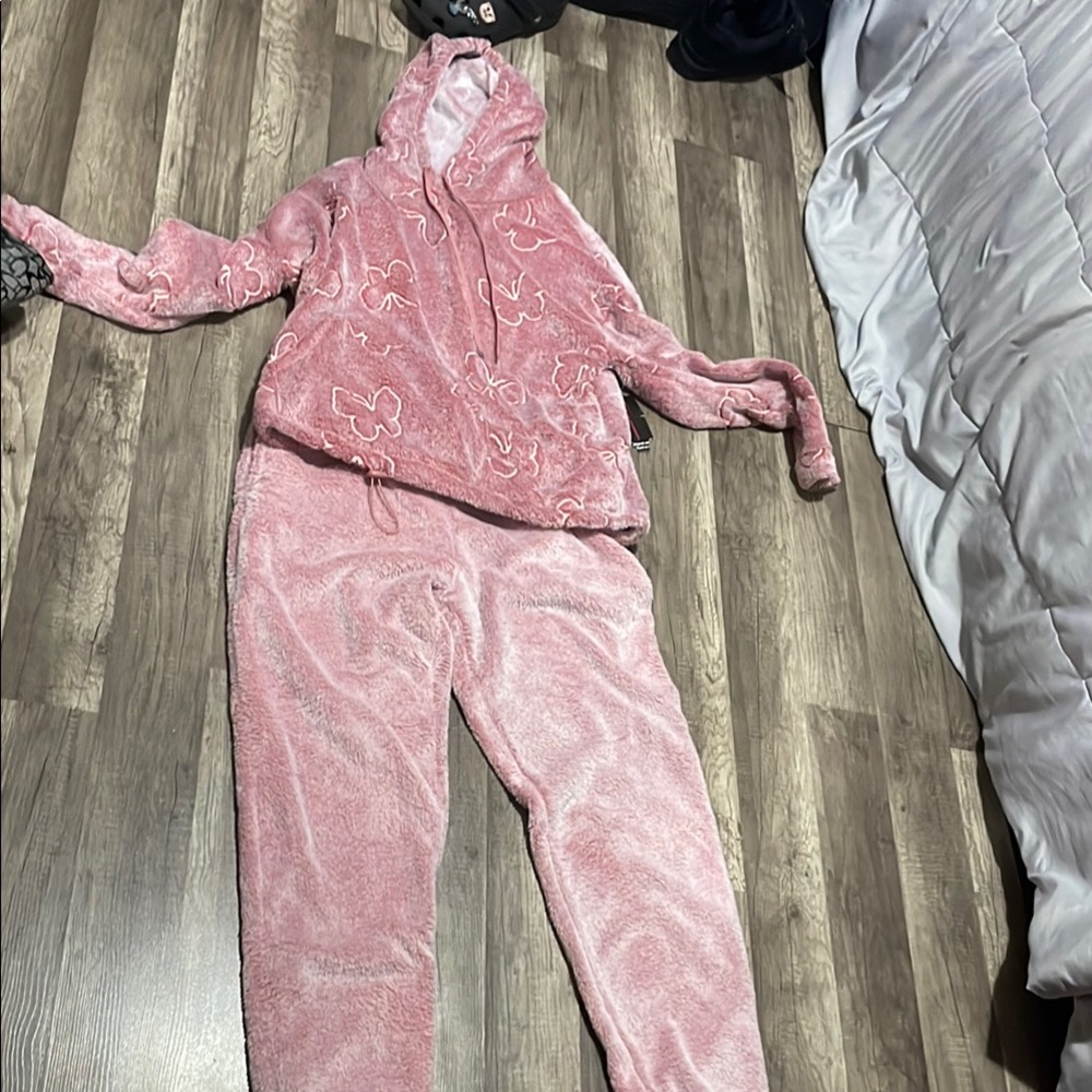 Pink Fleece Hoodie and Joggers Set